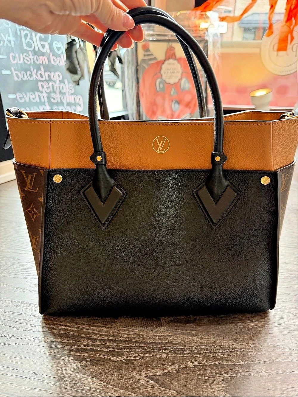 Louis Vuitton By My Side Tote in Black & Brown